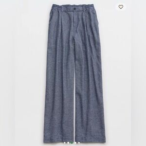 NWT Aerie Women’s Wide Leg Trouser Elastic Waist 100% Cotton Anytime Trouser XS